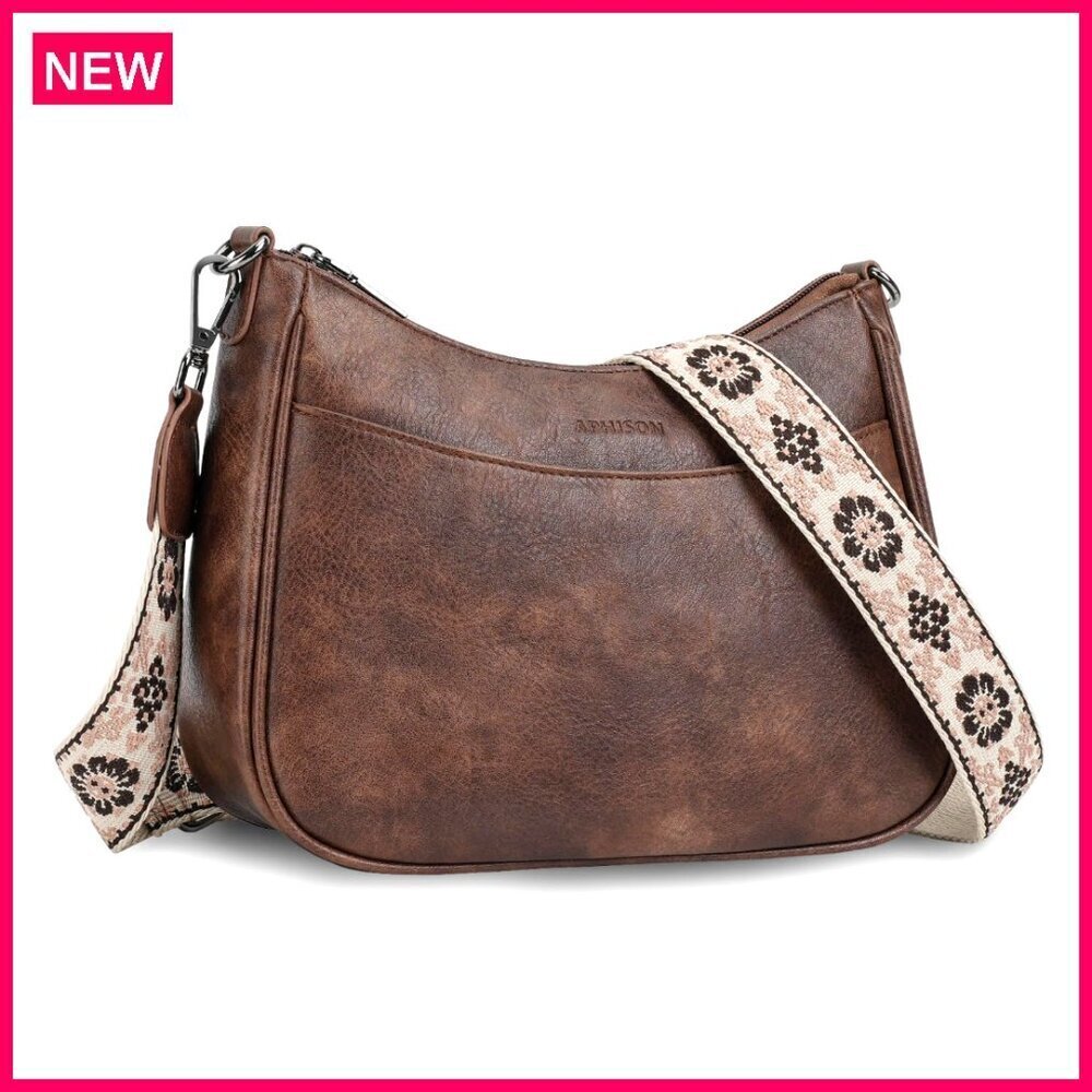 Vegan Leather Crossbody Bag Adjustable Strap Spacious Pockets Lightweight